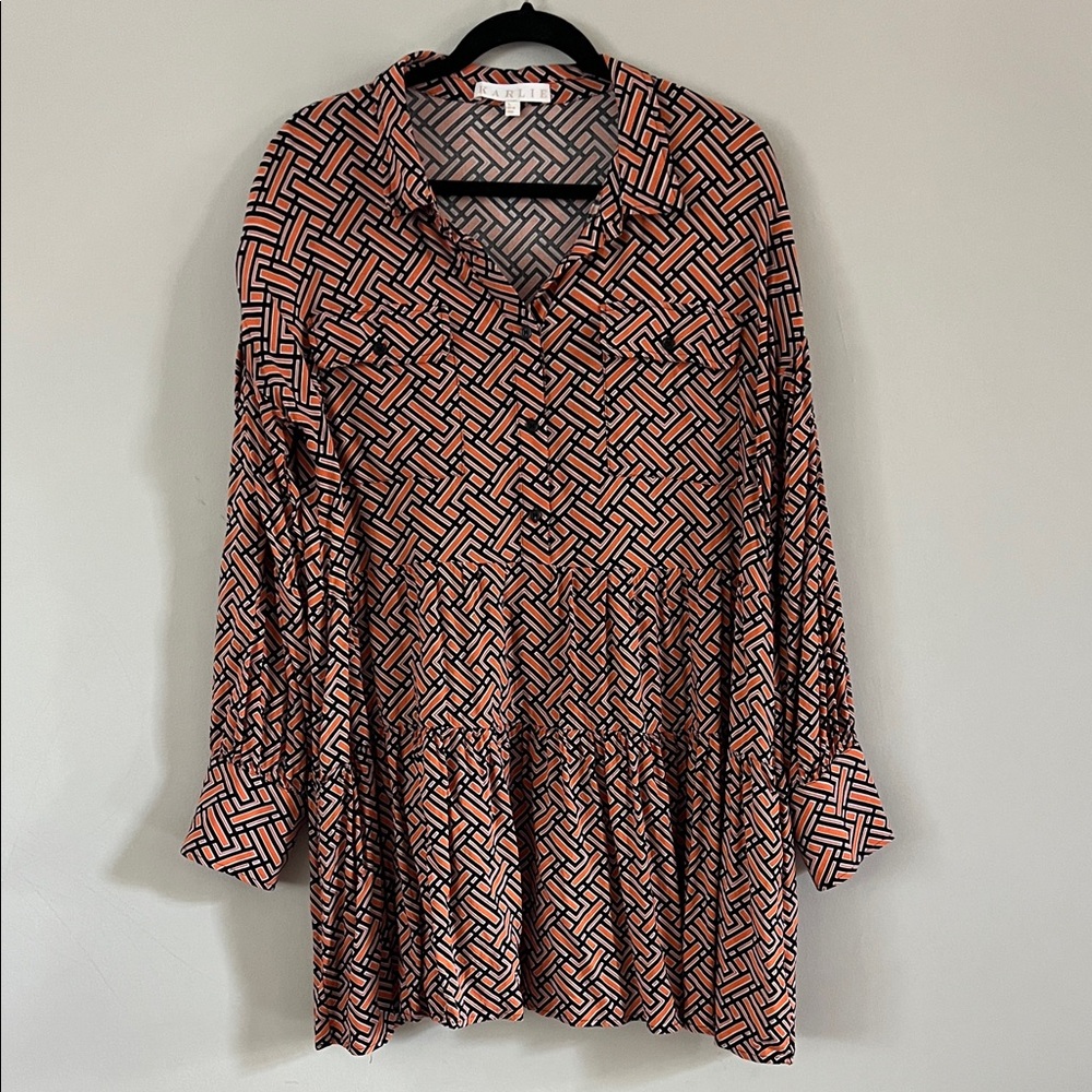 Karlie Orange and Black Geometric Dress